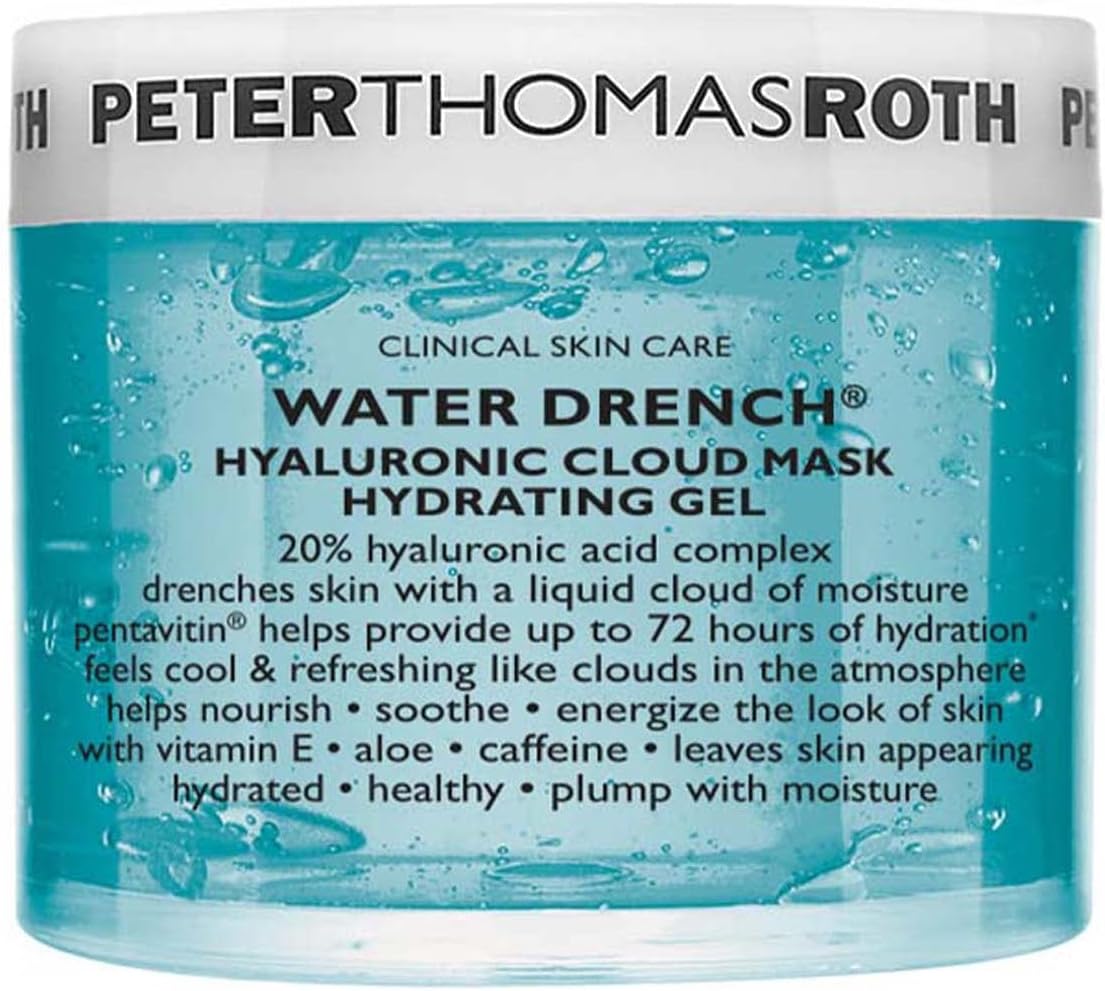 Peter Thomas Roth Water Drench Hyaluronic Cloud Gel Mask, Moisturising Face Mask with Hyaluronic Acid & Pentavin, Additionally Enriched with Aloe Vera, Vitamin E & Caffeine