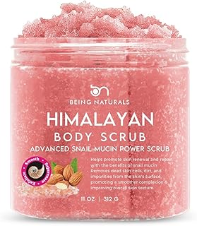 Natural Himalayan Salt Body Scrub - with Lychee Oil and Snail Mucin, Exfoliating Salt Scrub to Exfoliate & Moisturize Skin, Deep Cleansing - 11 oz