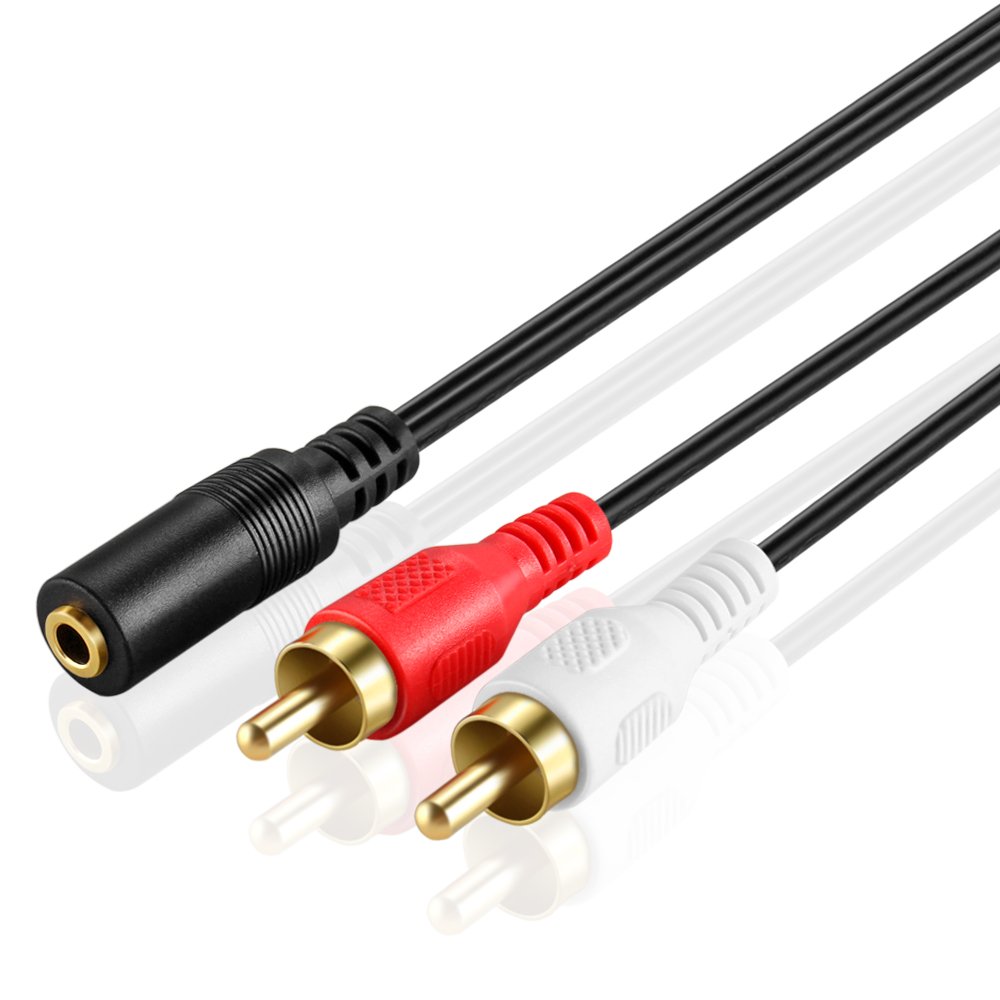 OBVIS 3.5mm Female to Stereo RCA Male Bi-Directional AUX Auxiliary Male Headphone Jack Plug Wire Y Splitter 2 Connector