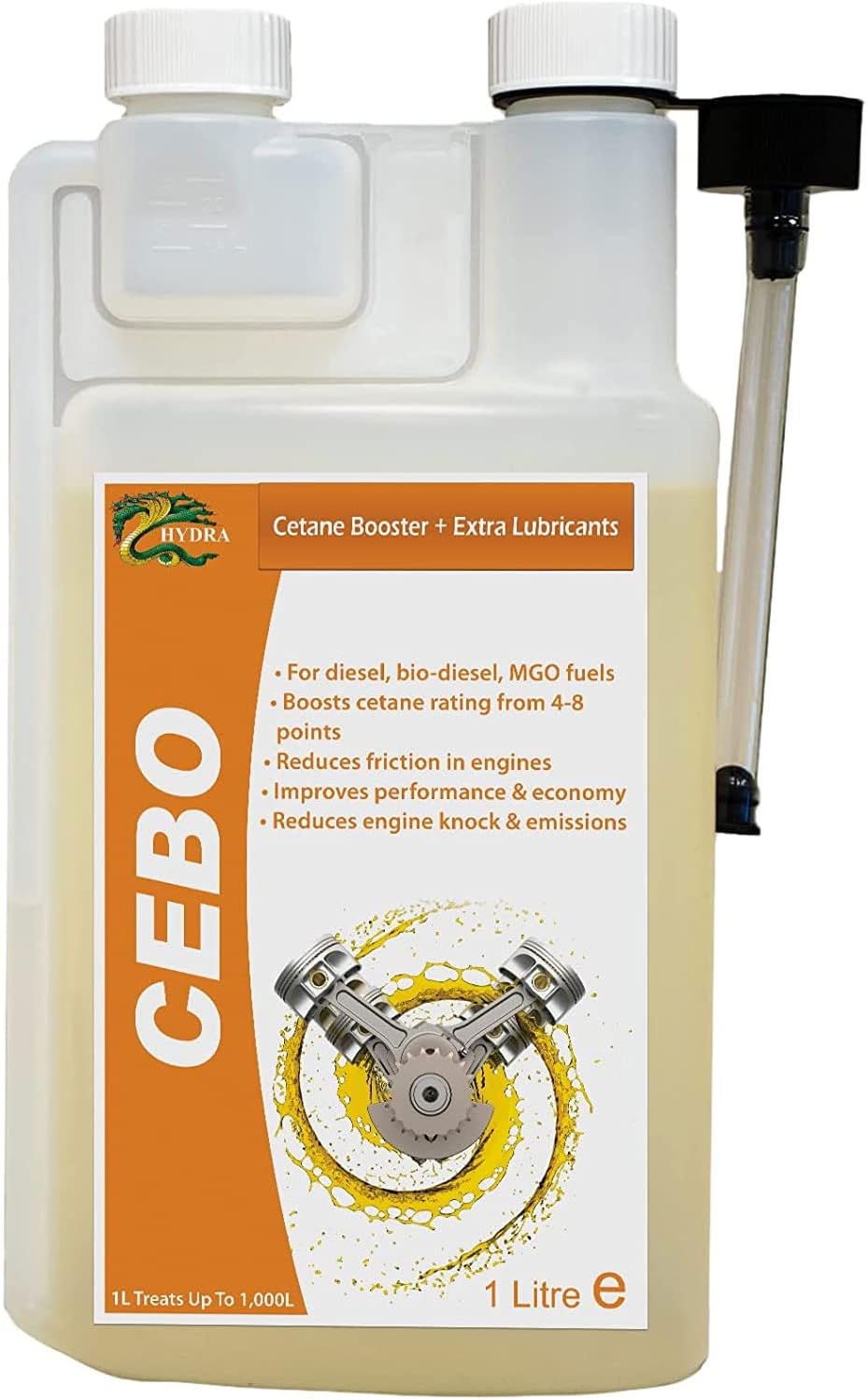 HYDRA CEBO CETANE BOOSTER 2-EHN (Ethylhexyl Nitrate) + Lubricant Diesel Treatment 1L Treats up to 1000L