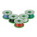 BNTECHGO 20 Gauge Silicone Wire Kit Red Black White Blue and Green Each 30ft 20 AWG Stranded Tinned Copper Wire