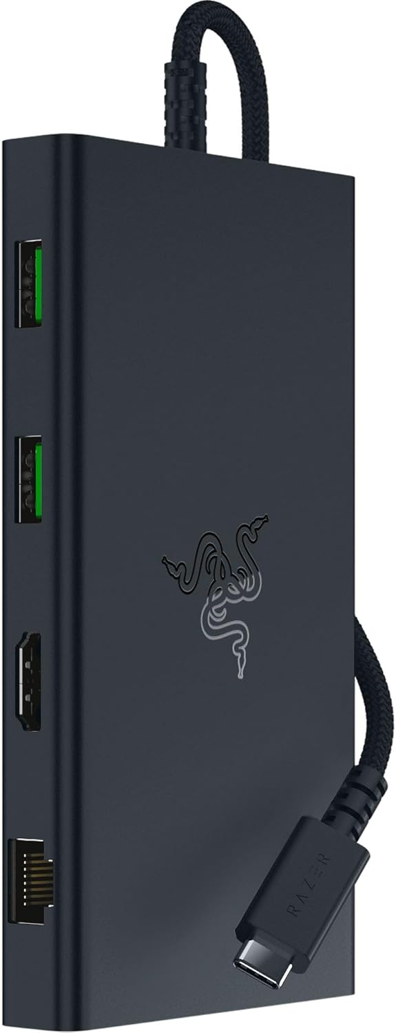 Razer USB-C Dock - 11 ports with HDMI, Gigabit Ethernet, 3.5mm audio port, USB-A & -C, compatible with Windows and Mac (screen output with 4K, 7.1 surround sound) Black