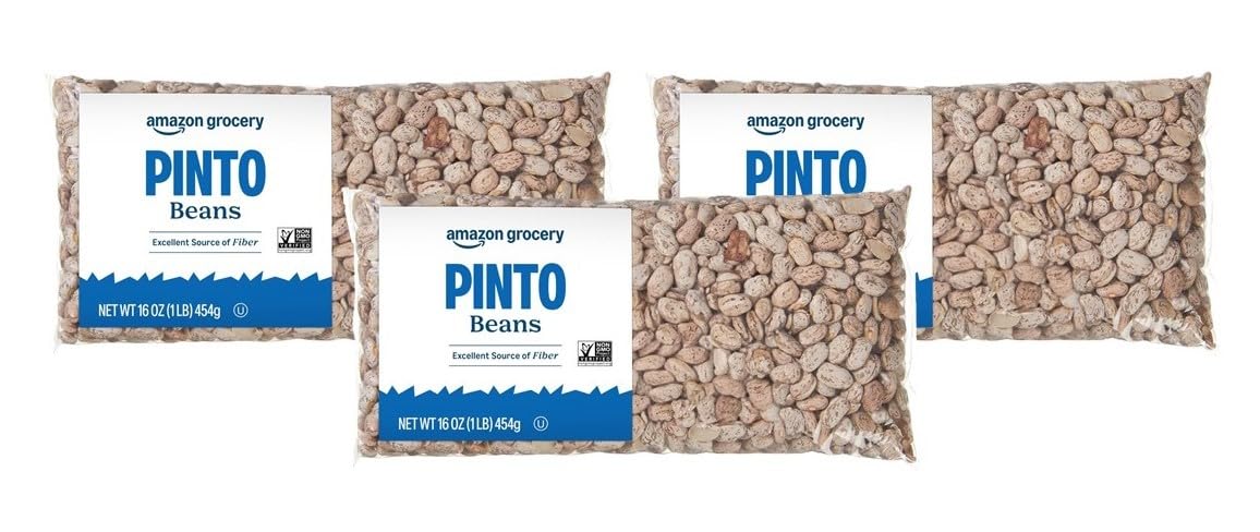 Amazon Fresh Pinto Beans, 16 Oz | Whole | Pack of 3