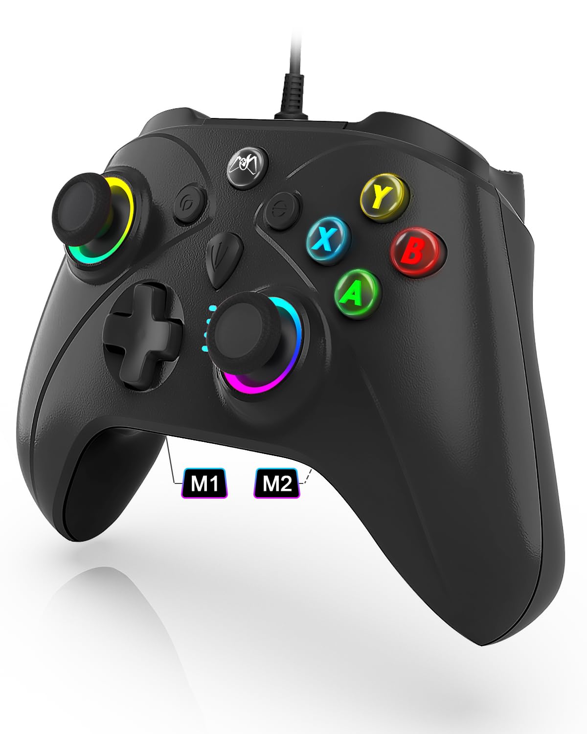 Ugame Wired Controller for Xbox Series X|S, Black Gamepad works with Xbox One/PS4/Switch/PC with RGB Lighting, Turbo, Back Paddles