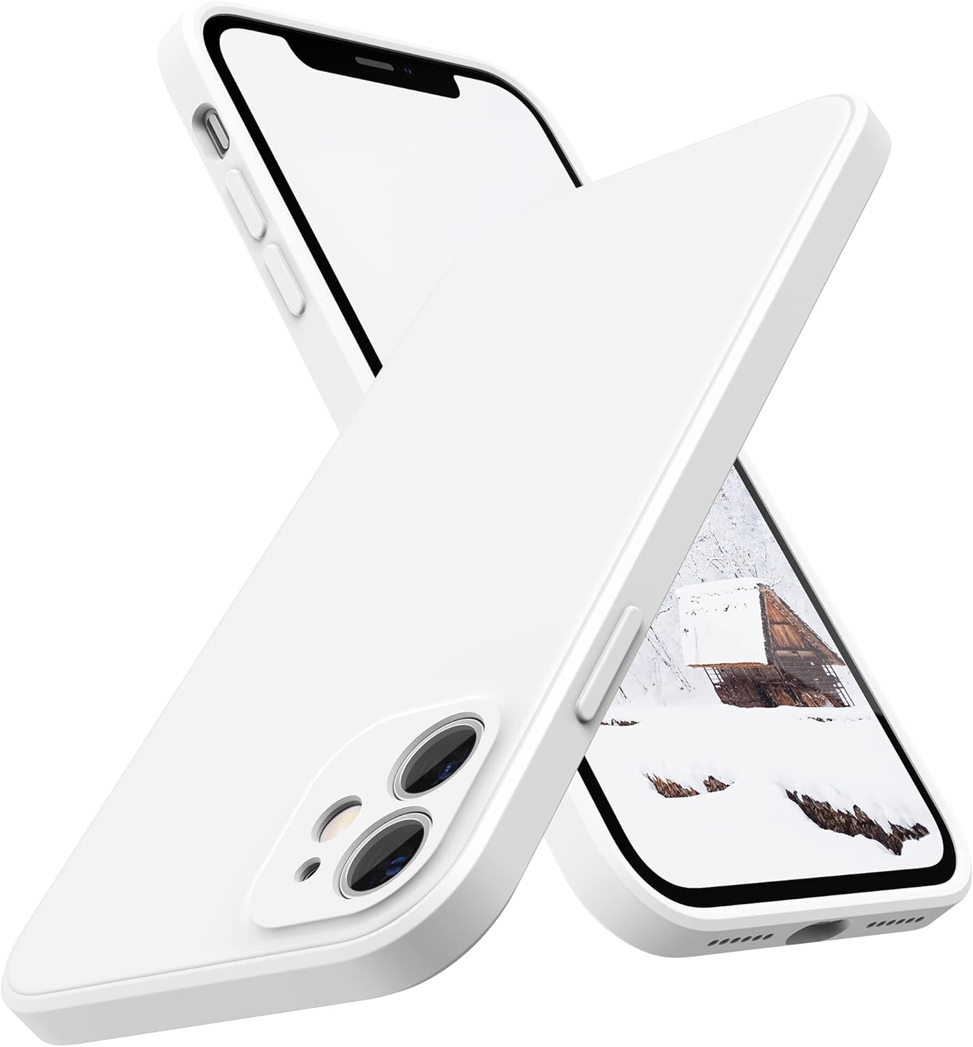 SURPHY Flat Silicone Case Compatible with iPhone 11 Case, Liquid Silicone Slim Fit Case (Individual Protection for Each Len) for iPhone 11 6.1", White