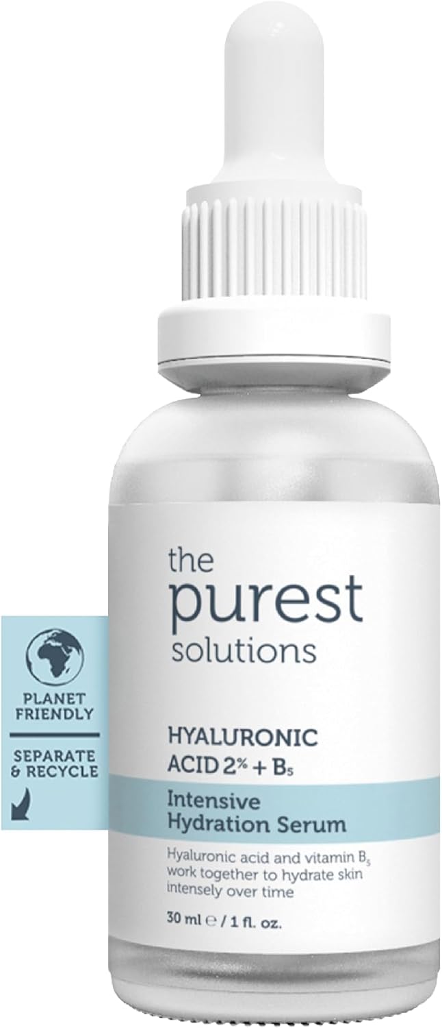 The Purest Solutions Intensive Hydration Serum (Hyaluronic Acid 2% + B5) - Moisturizing Anti-Aging Care for All Skin Types - Vegan | Cruelty Free | Eco Friendly (30 ml)