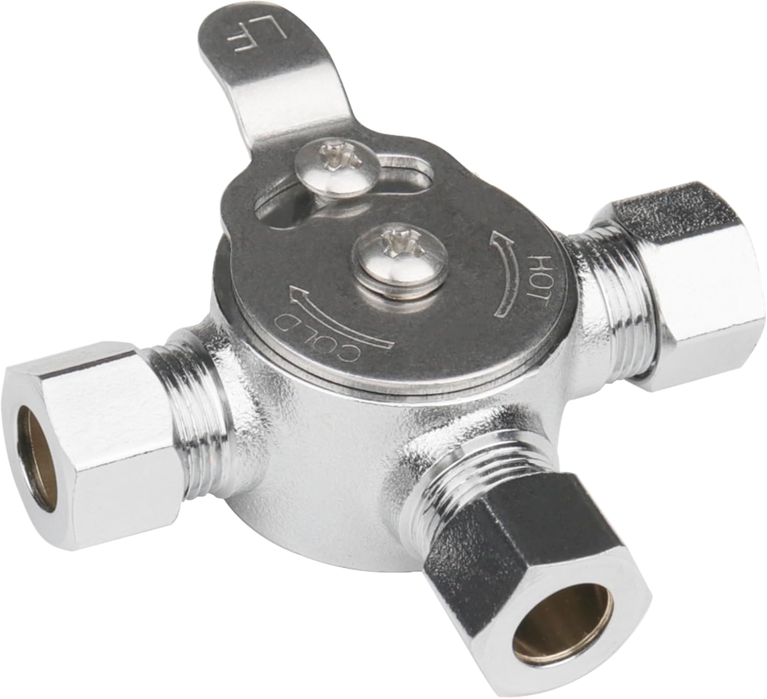 WHK Water Mixing Valve Hot Cold Water Mixer, Inlets and Outlet is 3/8"Inch by Compression Connection on Sink to Adjust Water Tempture(Lead-Free Brass)