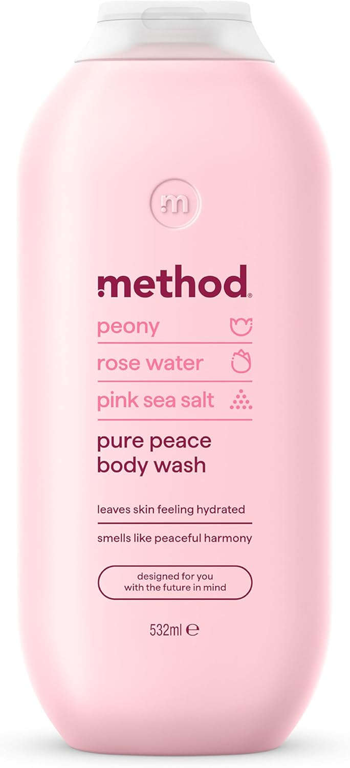 Method Body Wash, Pure Peace, Shower Gel, Peony, Rose Water And Pink Sea Salt Scent, Pack of 1, 532ml.