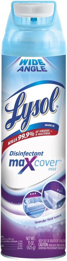 Lysol Fabric Disinfectant Spray, Sanitizing and Antibacterial Spray, for Disinfecting and Deodorizing Soft Furnishings, Lavender Fields 15 Fl. Oz