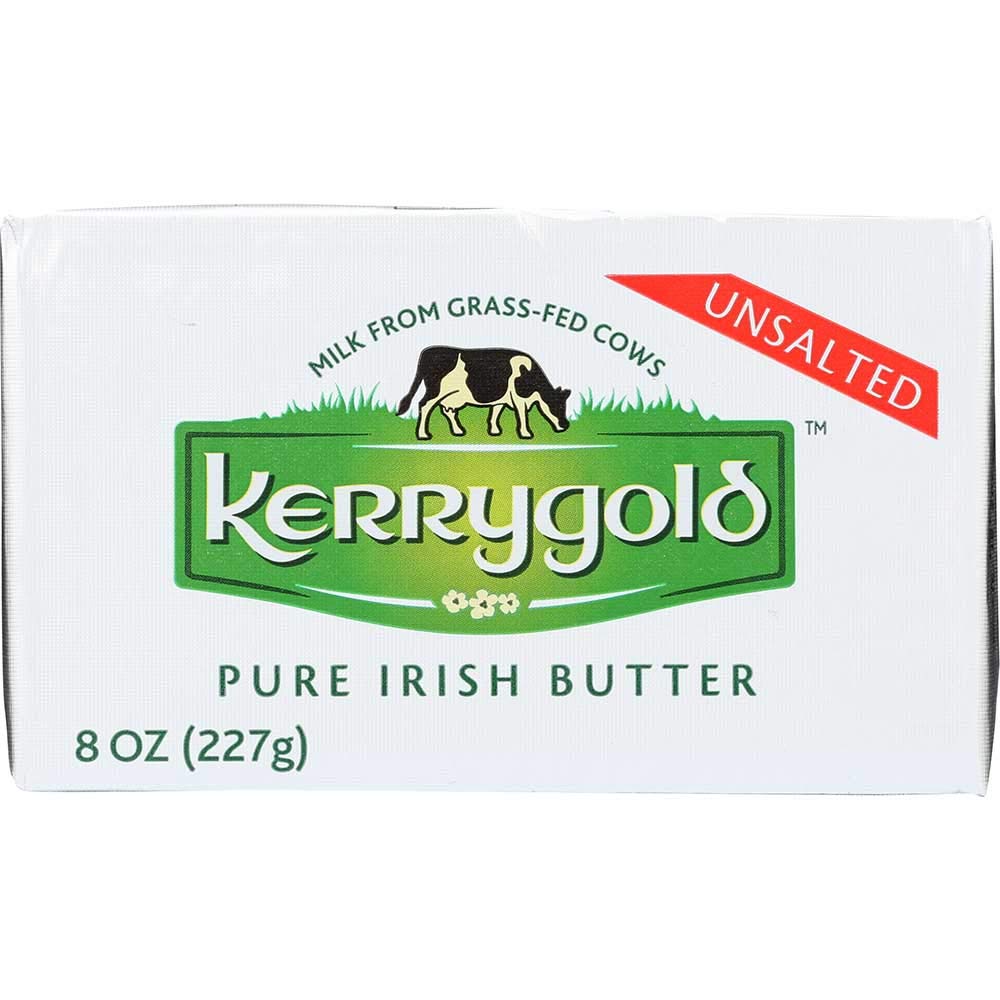 Kerrygold Unsalted Pure Irish Butter Bar, 8 Ounce Foil -- 20 per case.