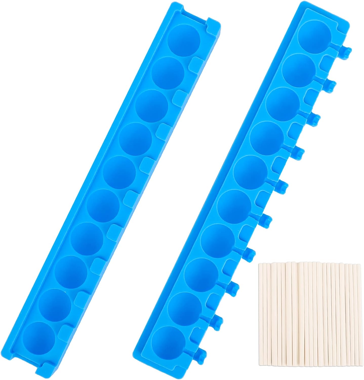 Beasea Lollipop Molds with 50 Paper Sticks, 10-Capacity 3D Silicone Round Sphere Sucker Molds for Hard Candy Kit DIY Oreo Chocolate