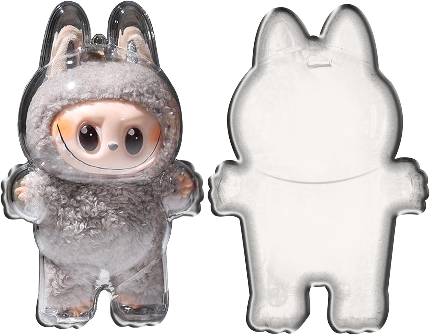 Clear Bag Keychain For LABUBU Plush Doll,Hanging Display Case,Protective Case,Plastic PVC Storage Box (V1)