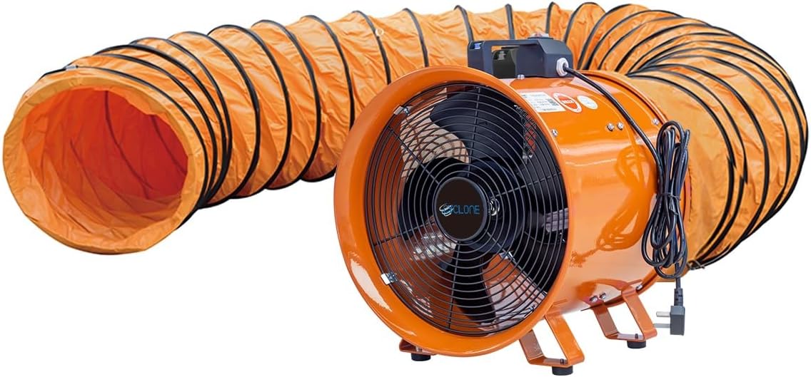 Cyclone 300mm 12" Dust Fume Extractor Ventilation Fan 230v with 5m Duct