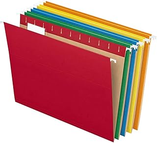 Pendaflex Hanging File Folders, Letter Size, Assorted Colors, 1/5-Cut Adjustable Tabs, 25 Per Box (81663)