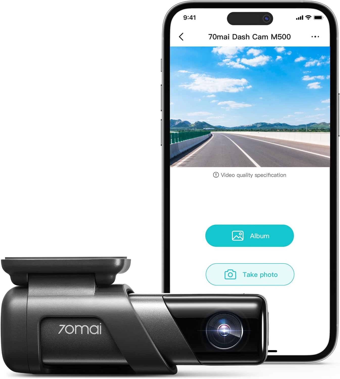 70mai True 2.7K 1944P Dash Cam M500, eMMC Built-in 128GB Storage, Powerful Night Vision with HDR, 170° FOV, 24H Parking Surveillance, Time-Lapse Recording, Built in GPS, ADAS, iOS/Android App Control