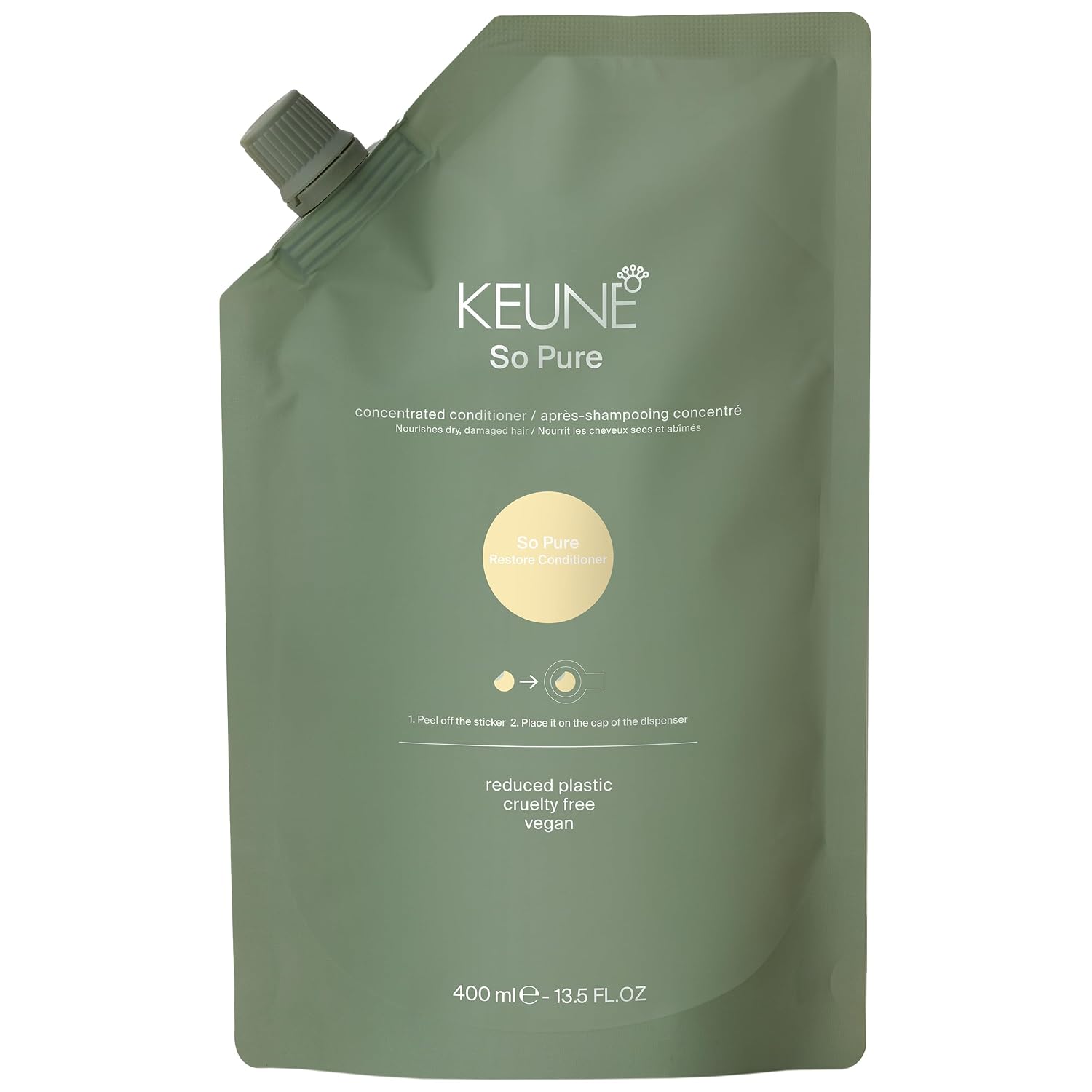 KEUNE So Pure Restore Conditioner, Moisturizing Conditioner with Prickly Pear for Dry, Damaged Hair, 13.5 Fl Oz