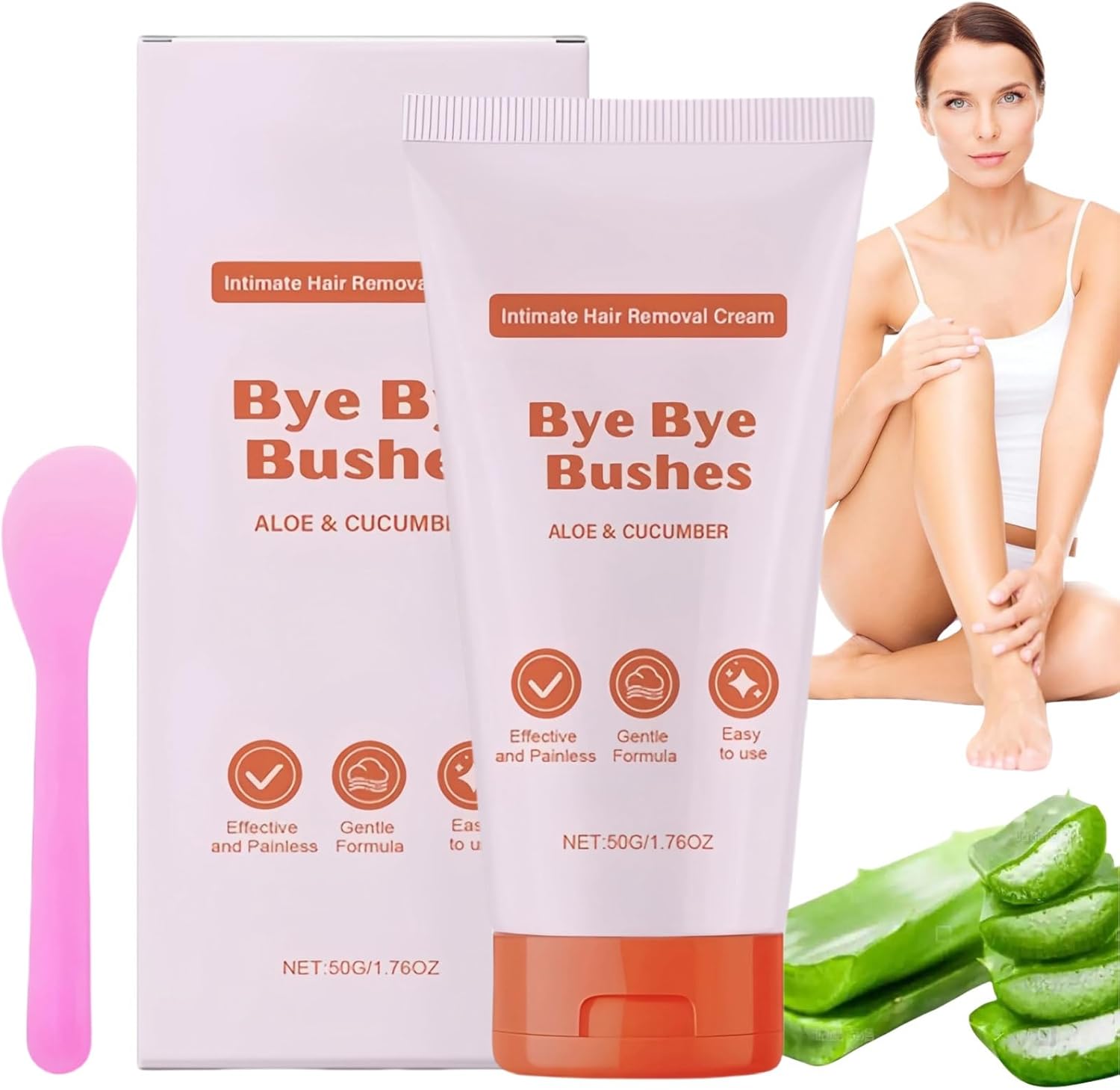 Bye Bye Bu/sh Hair Removal,Hair Removal Cream with Silicone Brush,Intimate Hair Removal Creams,Facial Hair Remover,Fast Painless Depilatory Gel,Gentle Depilatory Cream,Hair Removal Cream for Women