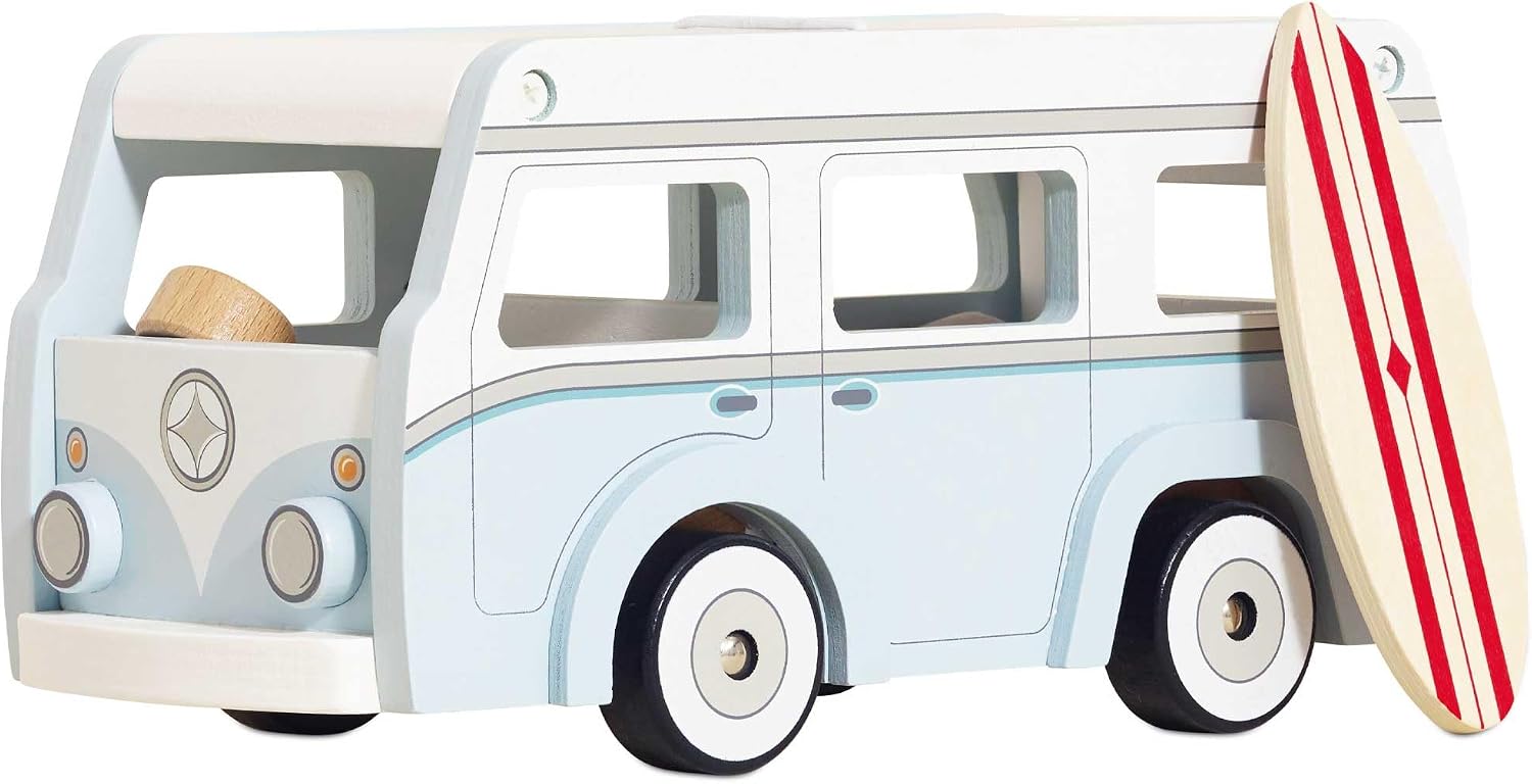 Le Toy Van Wooden Holiday Campervan with Surfboard