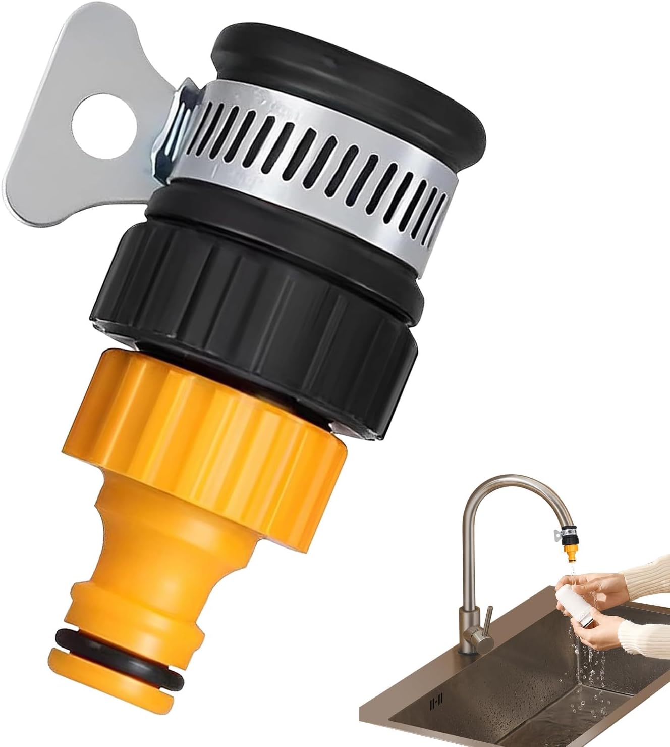 Tap Adapter for Hose Tap Connector 12-16mm, Heavy Duty Garden Inline Connector for Mixer Taps, Secure Outdoor Connection for Irrigation