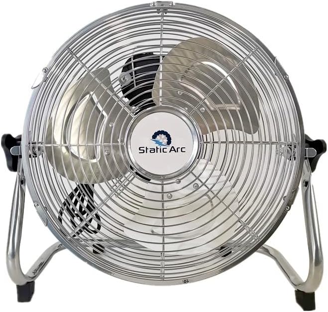 Static Arc 100W METAL CHROME FLOOR FAN 18" AIR COOLING STAND 3 SPEED GYM WORKSHOP 18in