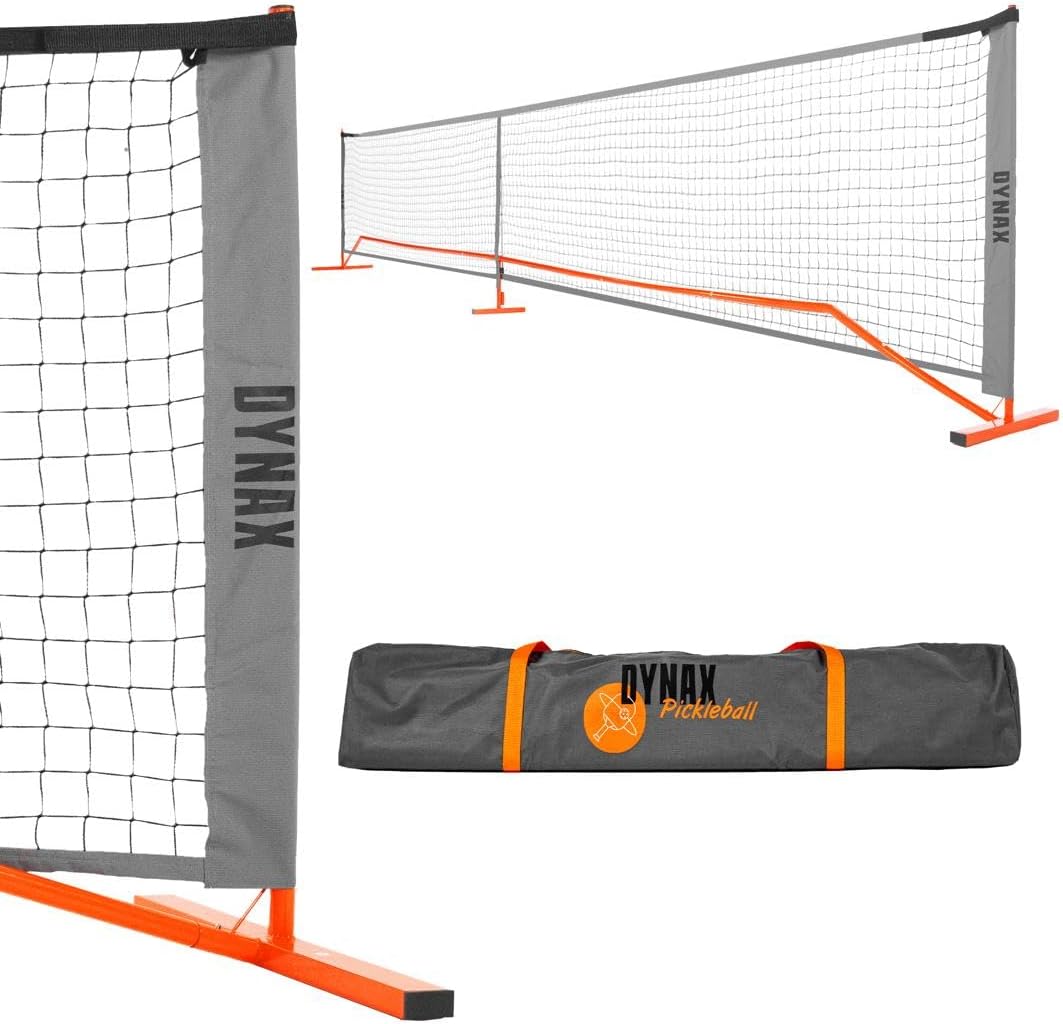 DYNAX Portable Pickleball Net - USAPA Official Size 22FT - Indoor/Outdoor Regulation - Full Court Size - Ideal Driveway Size Metal Frame - Portbale Design - Duffle Bag