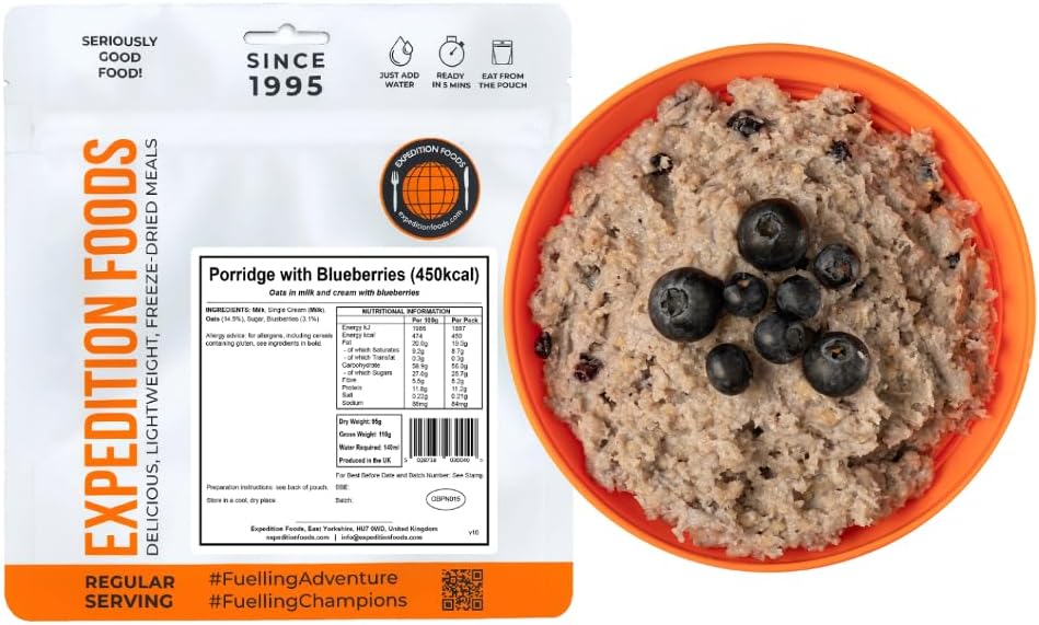 Expedition Foods Porridge with Blueberries | Freeze-Dried Camping & Hiking Food