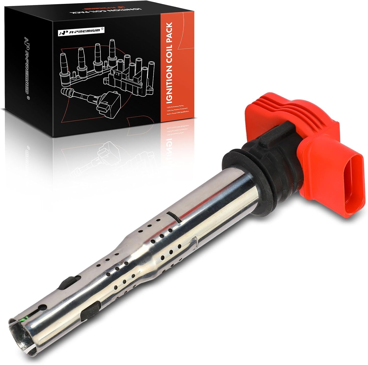 A-Premium Engine Ignition Coil Pack Compatible with Audi A4 A5 A6 Q7 S4 S5 S6 S8 R8 & Porsche Cayenne Cayenne & Volkswagen Touareg - 3.0L 3.2L 4.2L 5.2L, 2005-2019 - Replace# 06E905115E