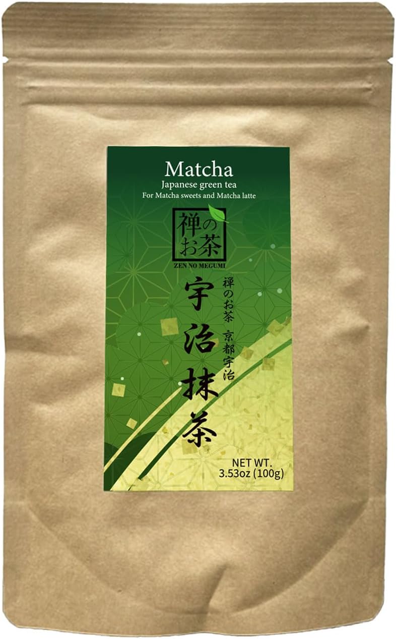 Zen no Megumi Japanese Green Tea Uji Matcha for Matcha sweets and Matcha Latte Made in Kyoto Uji Japan (3.53oz (100g))