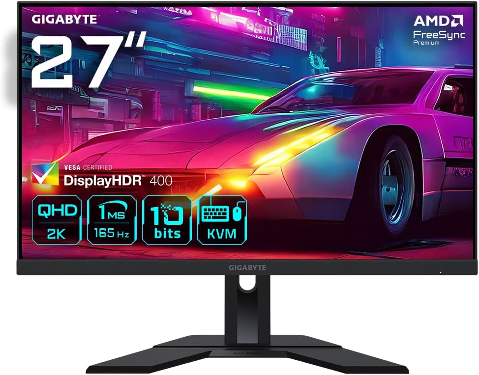 GIGABYTE M27Q EK 27" LED Quad HD Gaming Monitor - 2560 x 1440(Quad HD), 170Hz, 0.5ms, FreeSync Premium, DisplayHDR 400, HDMI 2.0, DisplayPort 1.2