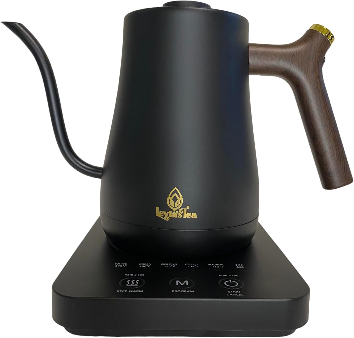 Gooseneck Electric Kettle Leyla's Ultra Fast Boiling Water, Kettle with 5 Variable Presets, 100% Stainless Steel, Leak-Proof Design, Boil-Dry Protection 1L, Matte Black