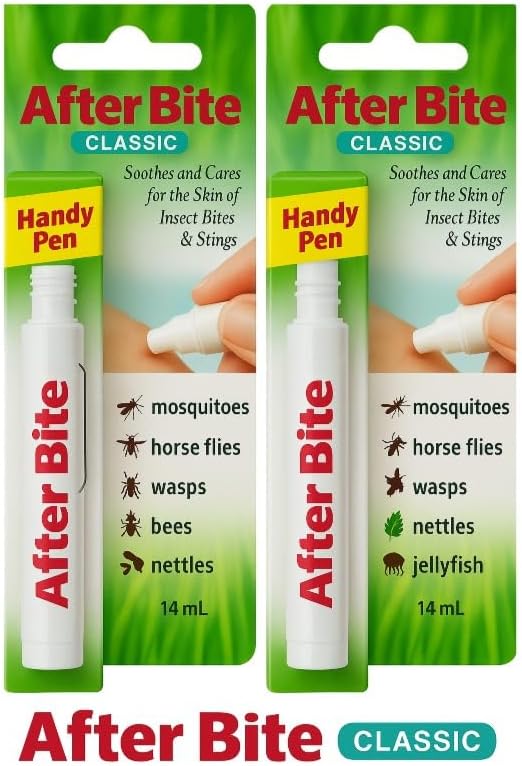 AfterBite Classic Insect Bite Relief Pen – 2 Pack (14ml) | Fast Itch & Sting Relief for Mosquito, Midge, Wasp & Bug Bites | Travel-Friendly First Aid Treatment for Adults & Kids