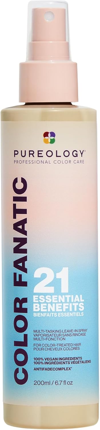 PUREOLOGY Color Fanatic Multi-Tasking Leave In Conditioner Spray, 21 Benefits for Colour-Treated Hair, Heat Protection & Detangler, Vegan & Sulphate Free Hair Treatment, 200ml
