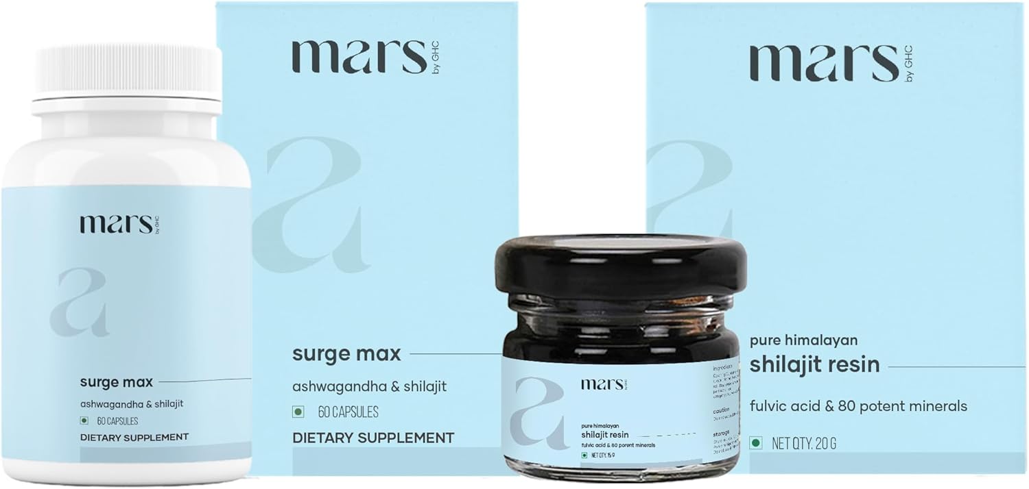 Mars Performance Combo – Shilajit Resin & Surge Max (60 Capsules) Good Health Company- Pack of 1