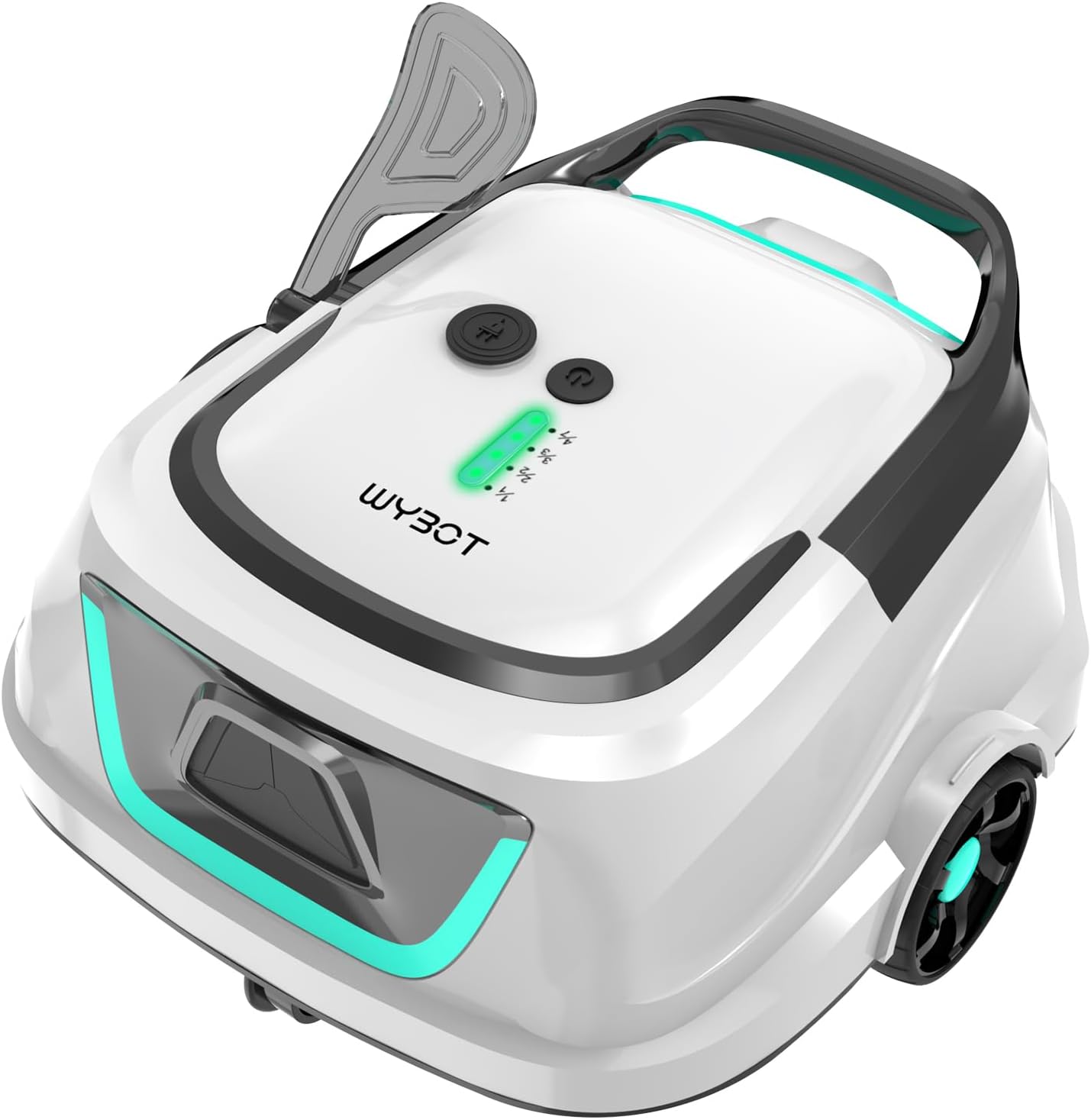 WYBOT A1 Cordless Robotic Pool Cleaner, Automatic Pool Vacuum for Above Ground with 120 Mins, Double Filters, LED Indicator, Charge in 2.5 Hours, Ideal for Above & In-ground Flat Pools - Whitegreen