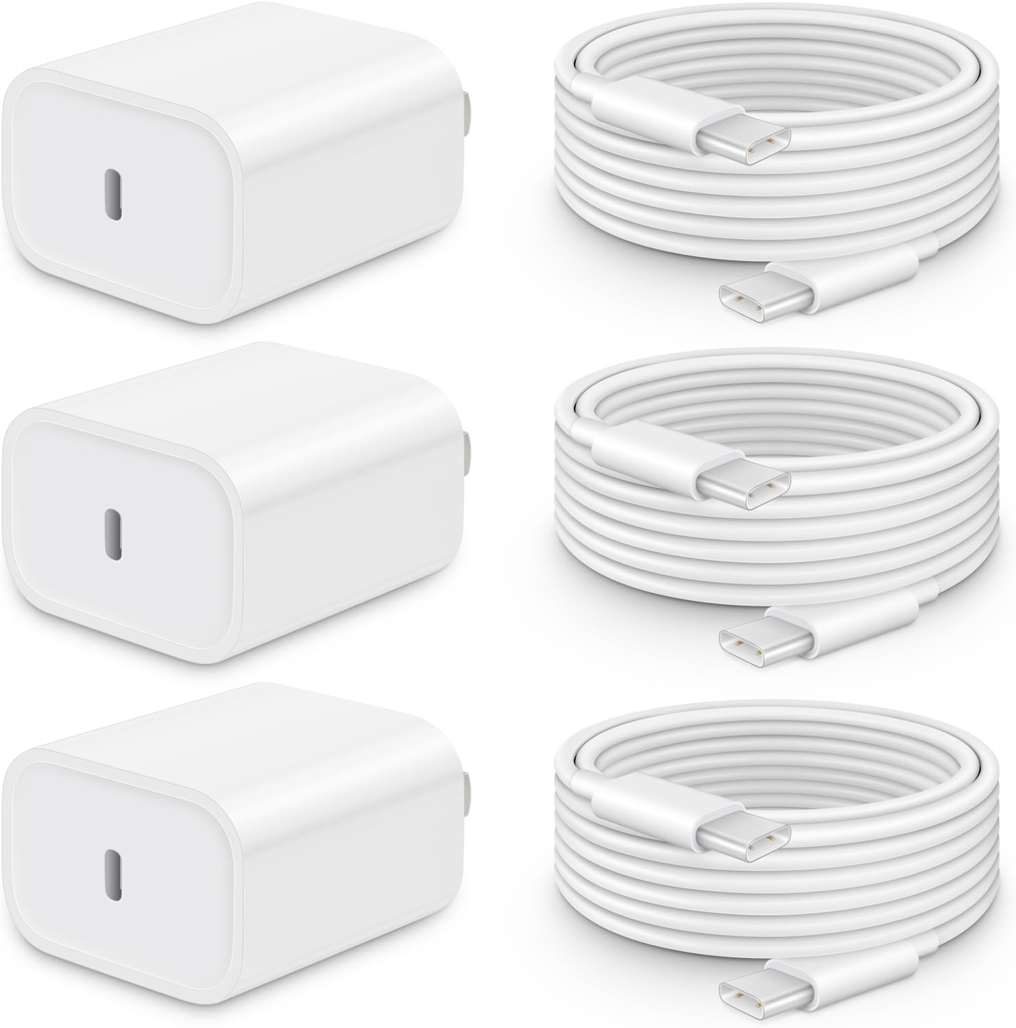 i Phone 16 15 Charger Fast Charging-20W USB C Power Brick with 6Ft Type C to C Cord for i Phone 16/16 Pro/16 Plus/16 Pro Max/15 Series, i Pad Pro & More [3 Pack]