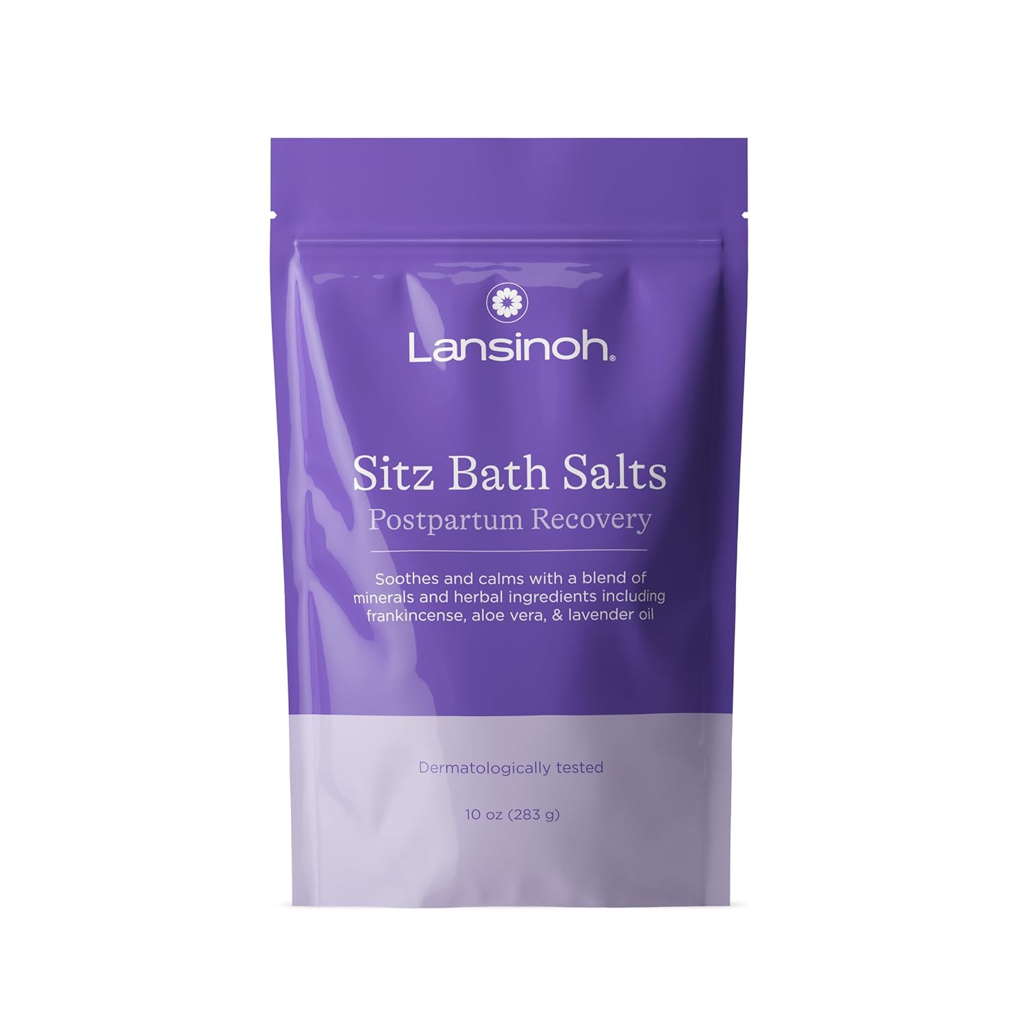 Lansinoh Sitz Bath Salts, Postpartum Essentials, and Hemorrhoid Treatment, Epsom Salt Bath Soak With Lavender Oil, Frankincense and Aloe Vera, 10 Ounce