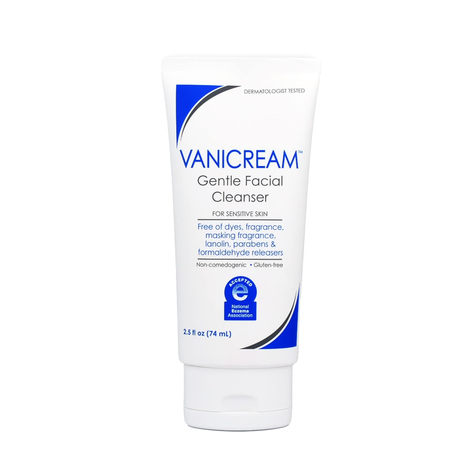 Vanicream Gentle Facial Cleaner, 2.5 Fl Oz, Formulated without Common Irritants for Sensitive Skin, Removes Makeup, Dirt & Excess Oils, Non-Comedogenic, pH-Balanced Face Wash