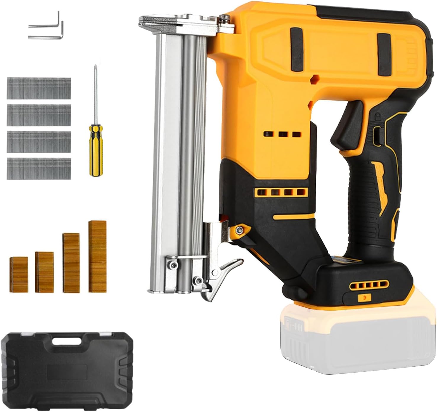 Cordless Brad Nailer Compatible with Dewalt 20V Battery, 2 in 1 Electric Stapler Nailer with 500 Straight Nails and 500 U Nails, Cordless Nail Staple Gun for Home Improvement(No Battery)