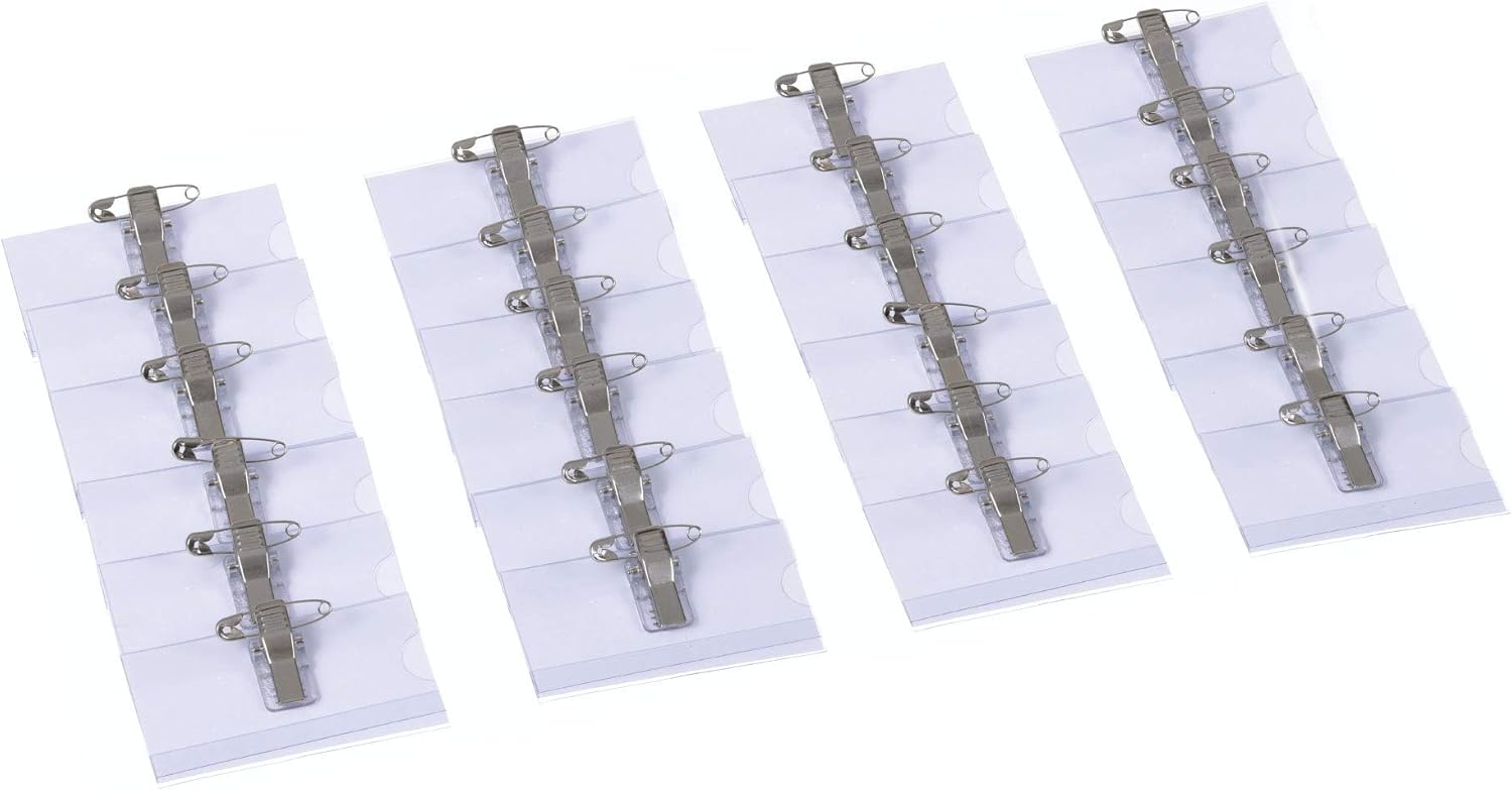 EUROPEL Name Badge Holders with Crocodile Clip, Safety Pin & Blank Card Insert Sheets (Pack of 24) | Horizontal ID Card Holder for School, Colleges, Offices & Corporate Event | 75 x 40 mm, 121260
