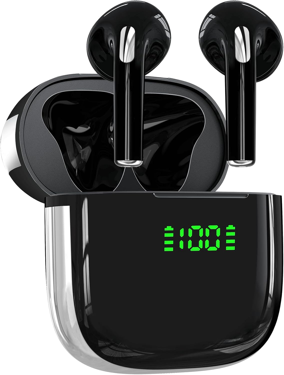 Ear buds 72Hrs Playback Wireless Earbuds Bluetooth Headphones with LED Digital Display Charging Case Earbuds IPX7 Waterproof Earphones Stereo Sound in-Ear Earbud with Mic for Phone Laptop Sport Black