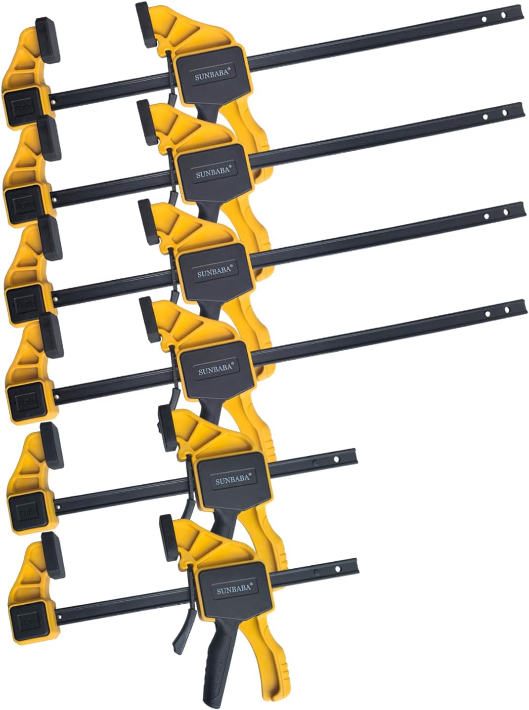 6 Pack Clamps for Woodworking 12”(4)&6”(2) Light Duty One-Handed F Clamp/Spreader Bar Clamps Set 150LBS Load Limit with Quick Change Button