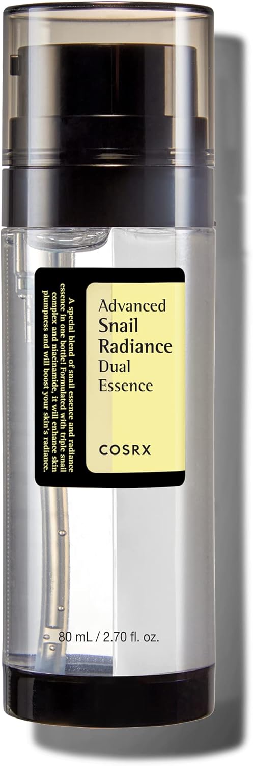 COSRX Niacinamide 5% + Snail Mucin 74% Dual Essence, Anti aging Face Serum for Dull Skin, Hydrating, Brightening, Repairing, 2.70 fl.oz / 80ml, Sensitive Skin, Not Tested on Animals, Korean Skincare