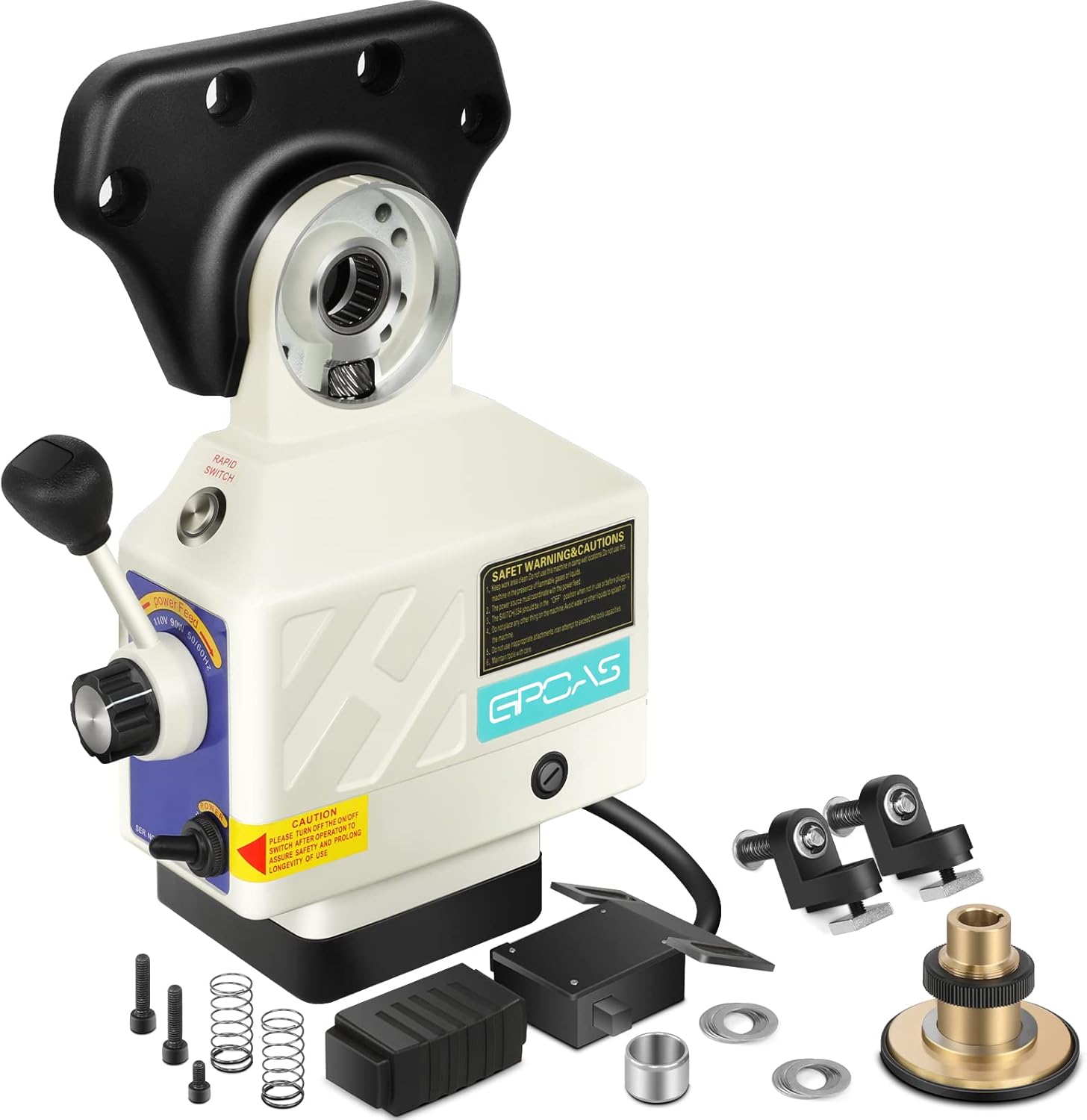Power Feed X-Axis for Milling Machine 450 in-lb Torque, 0-200RPM Table Milling Machine Power Feed 110V,for Bridgeport and Some Knee Type Mills with a 5/8" Diameter Shaft on the End