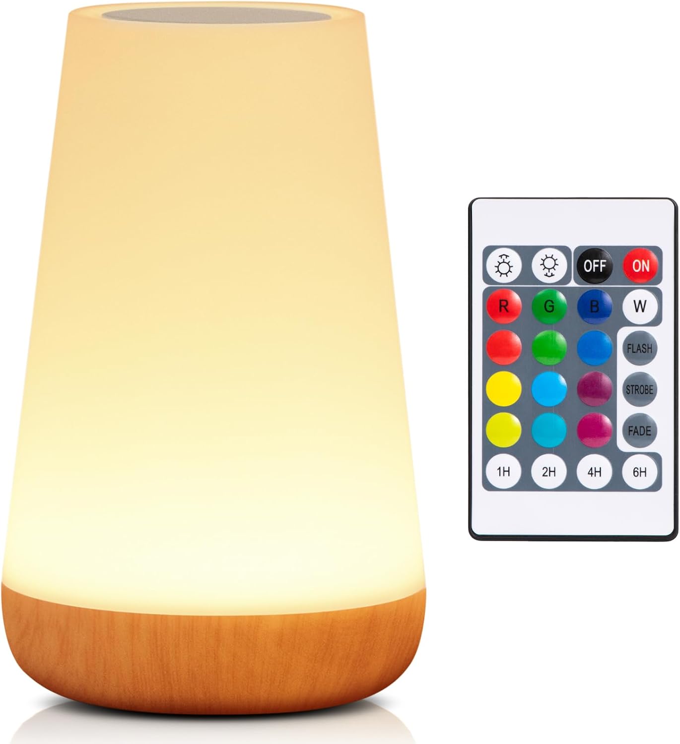 Night Light, LED Touch Bedside Table Lamp, 13 RGB Colours Changing, 5 Brightness Level Switch, Timing Function, Rechargable Remote Control Dimmable Light for Bedroom, Living Room