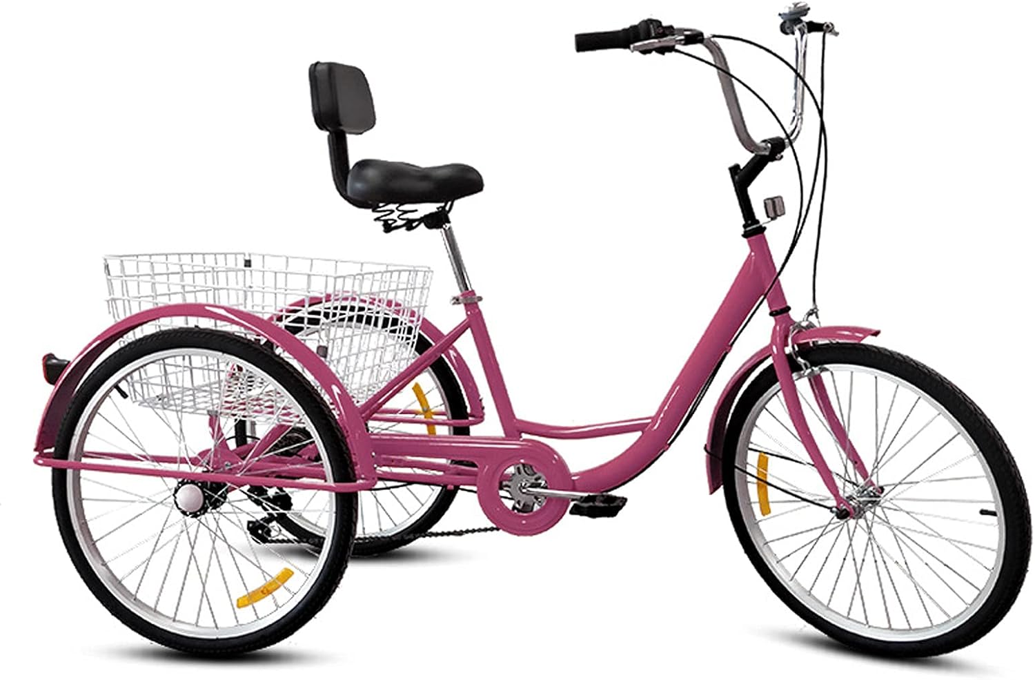 Comfort, 24inch Three Wheel Cruiser Bike With Large Basket & Seat Backrest Tricycle for Adult Sports for Recreation Shopping Picnics Exercise