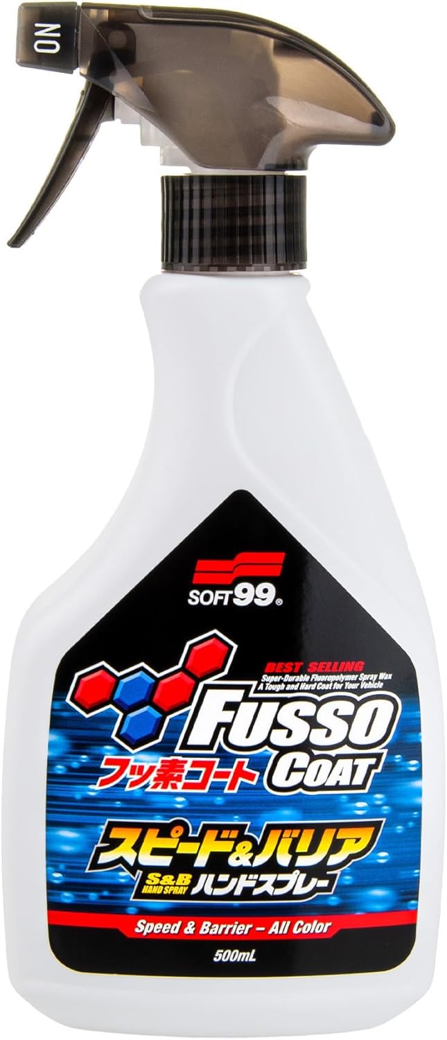 SOFT99 Fusso Speed Barrier Quik Spray Wax 500ml Hydrophobic Polymer Technology - Shine & Protection with Extreme Water-Beading Action & Chemical Resistance for Up to 6 Months