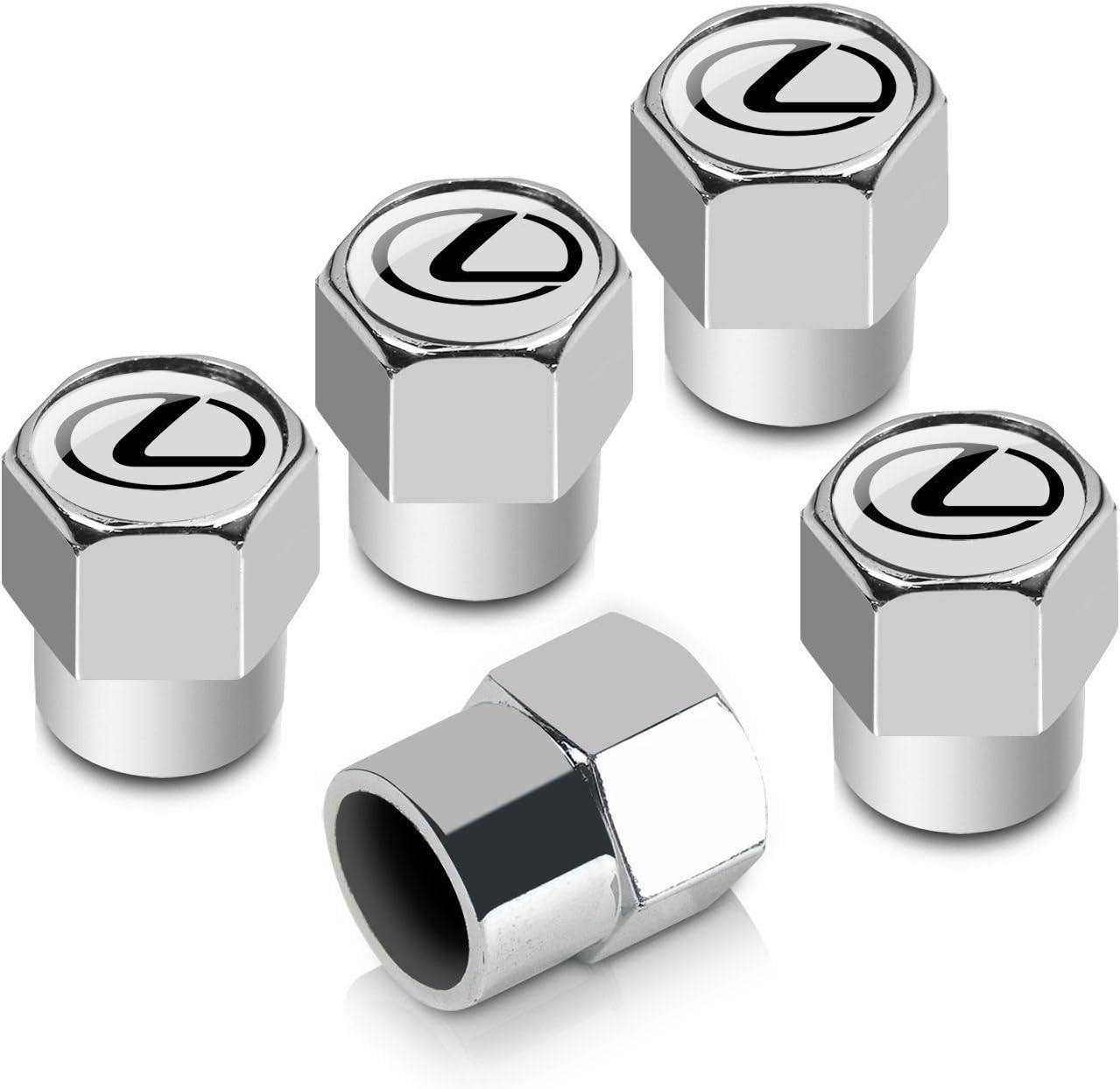 Baron & Baron, Inc. Tire Stem Valve Caps Set for Lexus (Chrome)