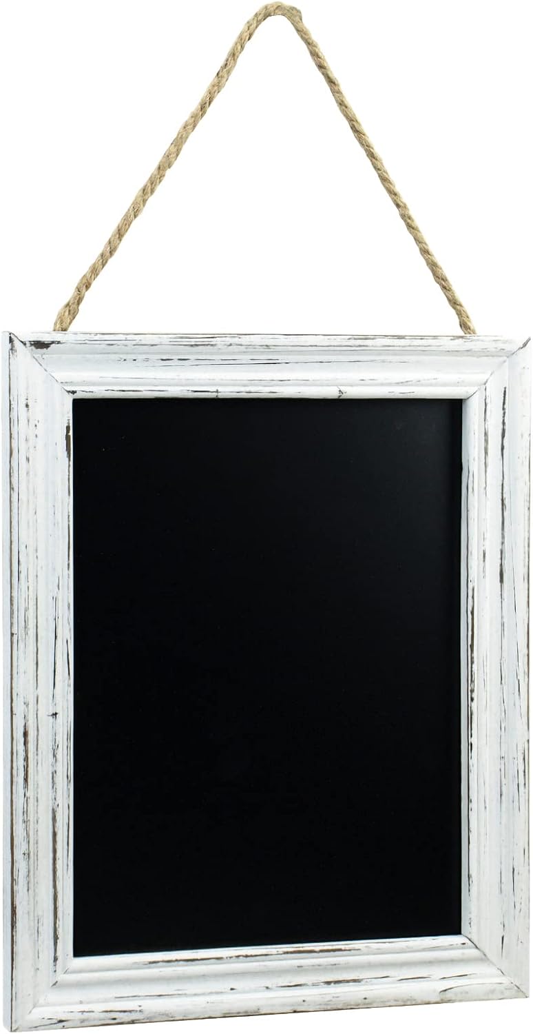 SANY DAYO HOME Rustic Wall Hanging Magnetic Chalkboard Signs 14 x 11 inches Distressed Wood Framed Display Board for Kitchen, Wedding Party, Pantry, Office, Classroom (White)