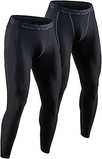 DEVOPS 2 or 3 Pack Men's Compression Pants Athletic Leggings with Pocket/Non-Pocket