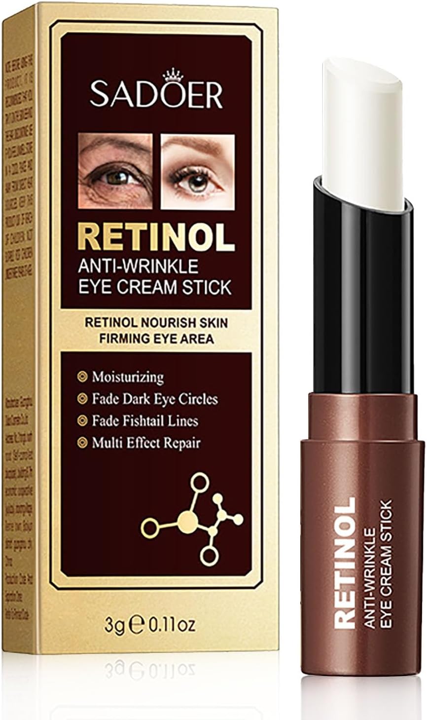 Retinol Eye Cream - Anti Aging Eye Cream Stick - Dark Circle Eye Cr-eam - Under Eye Cr-eam for Puffy Eyes - Eye Moisturiser with Hyaluronic Acid, Vitamin E - Reduce Fine Line, Firming, Lifting
